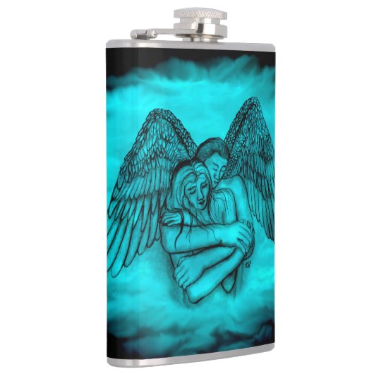 Flasques Angel Eros en amour, design noir et vert (Droite)