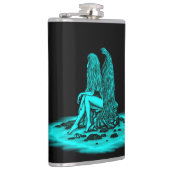 Flasques Angel, perdu dans la pensée, noir et vert Design (Droite)