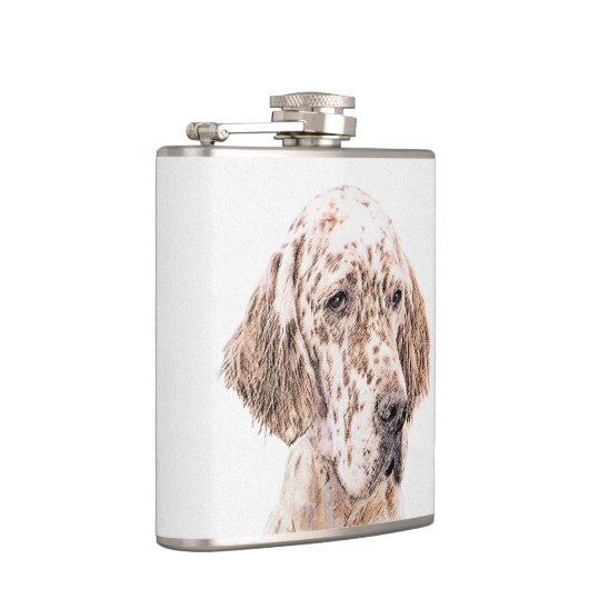 Flasques Anglais Setter Orange Belton Peinture Chien Art (Droite)