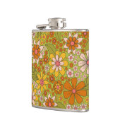 Flasques Années 1960, 1970 Vert & Orange Retro Floral (Gauche)