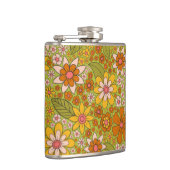 Flasques Années 1960, 1970 Vert & Orange Retro Floral (Droite)