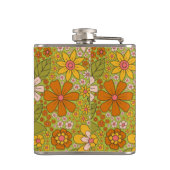 Flasques Années 1960, 1970 Vert & Orange Retro Floral (Dos)