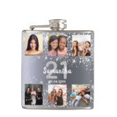 Flasques Anniversaire argent parties scintillant photo nom  (Devant)