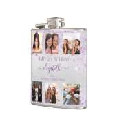Flasques Anniversaire argent violet photo collage amis (Gauche)