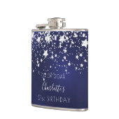 Flasques Anniversaire marine bleu argent étoile nom (Gauche)