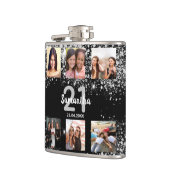 Flasques Anniversaire noir argent parties scintillant nom p (Gauche)