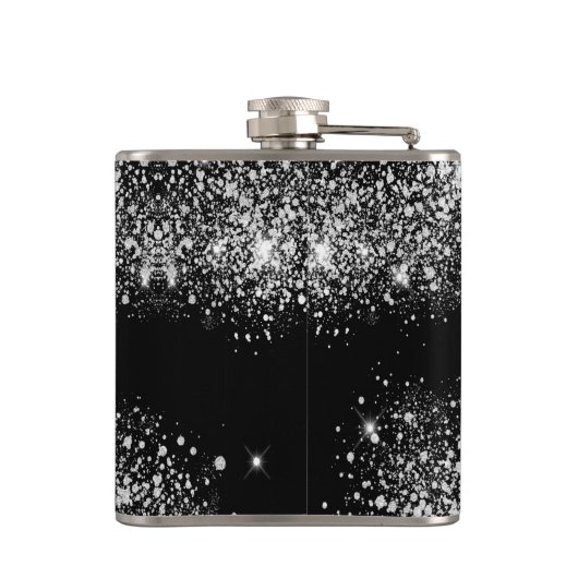 Flasques Anniversaire noir argent parties scintillant nom p (Dos)