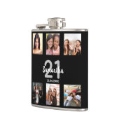 Flasques Anniversaire noir blanc nom photo Fun (Gauche)