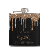 Flasques Anniversaire noir or parties scintillant gouttes n (Devant)