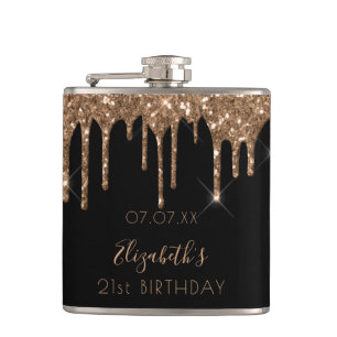 Flasques Anniversaire noir or parties scintillant gouttes n