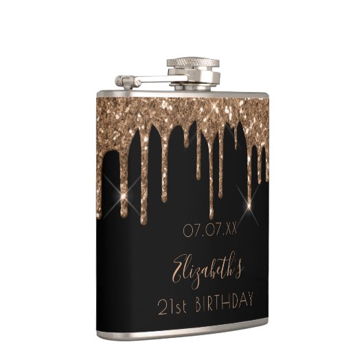 Flasques Anniversaire noir or parties scintillant gouttes n (Droite)