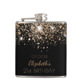 Flasques Anniversaire noir or parties scintillant poussière (Devant)