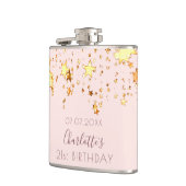 Flasques Anniversaire rose or blush étoiles nom (Gauche)