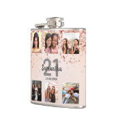 Flasques Anniversaire rose or photo nom collage (Gauche)