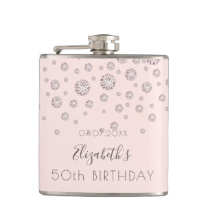 Flasques Anniversaire rose or rousse diamants monogramme