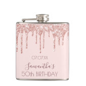 Flasques Anniversaire rose parties scintillant or goutte ro (Devant)