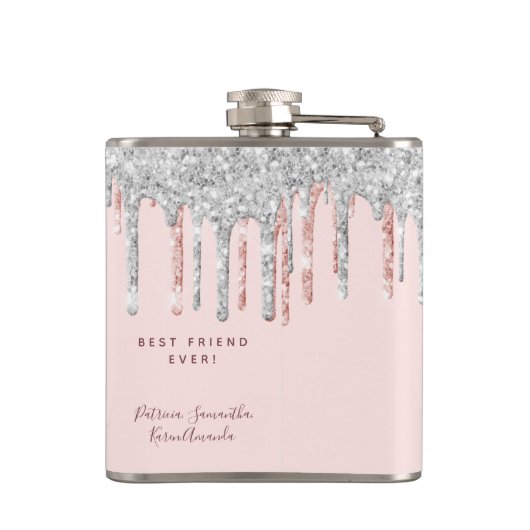 Flasques Anniversaire rose parties scintillant or gouttes d (Dos)