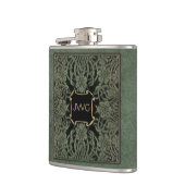 Flasques Antique couverture de livre en cuir orné monogramm (Gauche)