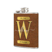 Flasques Antique Faux Cuir & Or Monogramme (Gauche)