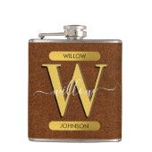 Flasques Antique Faux Cuir & Or Monogramme (Devant)