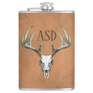 Flasques Antlers rustiques avec initiales