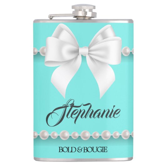 Flasques Aqua Elegant Tiffany Pearls Girly Fancy Bougie (Devant)