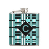 Flasques Aqua monogramme et Plaid noir (Devant)