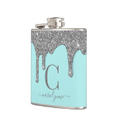 Flasques Aqua Turquoise Silver Éperche Parties scintillant (Gauche)