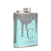 Flasques Aqua Turquoise Silver Éperche Parties scintillant (Droite)