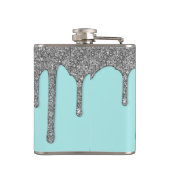 Flasques Aqua Turquoise Silver Éperche Parties scintillant (Dos)