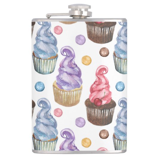 Flasques Aquarelle cupcakes colorés (Devant)