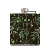 Flasques Aquarelle des branches d'olive en noir (Dos)