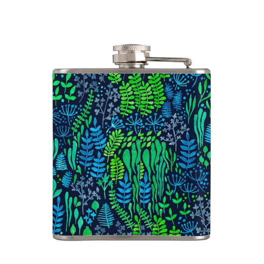 Flasques Aquarelle fleurie doodles arrière - plan foncé (Dos)