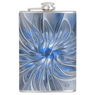 Flasques Aquarelle gris bleu Abstrait Fractal Art Flower