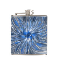 Aquarelle gris bleu Abstrait Fractal Art Flower