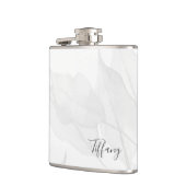 Flasques Aquarelle grise à feuilles élégantes Nom personnal (Gauche)