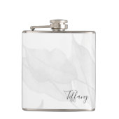 Flasques Aquarelle grise à feuilles élégantes Nom personnal (Devant)