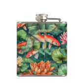 Flasques Aquarelle Koi et Lys d'eau Hip Flask (Dos)
