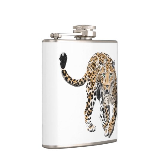 Flasques aquarelle léopard jungle chat peint vert animal (Droite)