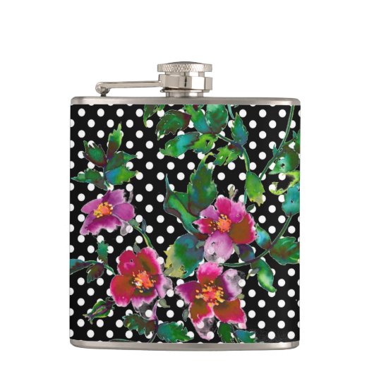 Flasques Aquarelle magenta rose vintage roses (Devant)