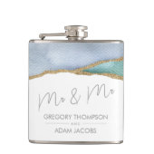 Flasques Aquarelle moderne Turquoise Dusty Blue M. M. Maria (Devant)