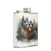 Flasques Aquarelle Ours & Arbres Sauvage rustique (Droite)