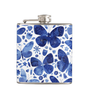 Flasques Aquarelle papillon bleu