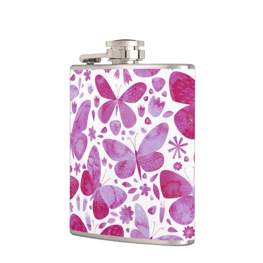 Flasques Aquarelle papillon rose (Gauche)