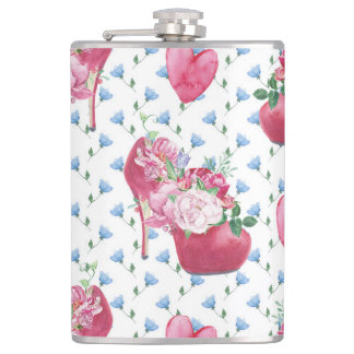 Flasques Aquarelle Peonies roses, chaussure d'aquarelle