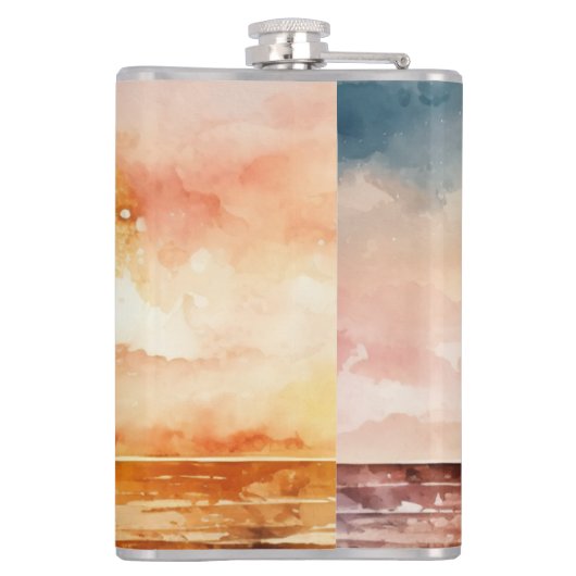 Flasques Aquarelle Plage Design 1 (Dos)