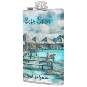 Flasques Aquarelle Polynésie française Bora Bora Serenity