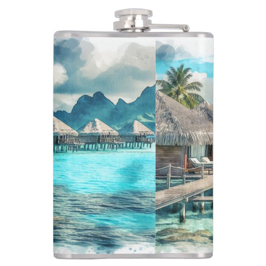 Flasques Aquarelle Polynésie française Bora Bora Serenity | (Dos)