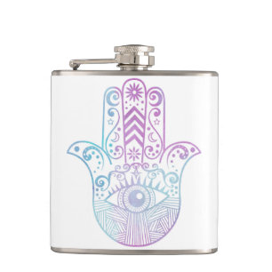 Flasques Aquarelle pourpre et bleue de main de Hamsa
