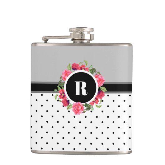 Flasques Aquarelle Roses roses Rouges Poppies Rouges Monogr (Devant)